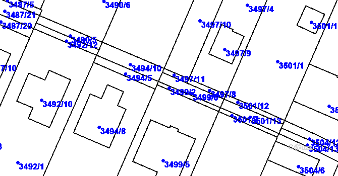 Parcela st. 3499/2 v KÚ Stará Bělá, Katastrální mapa