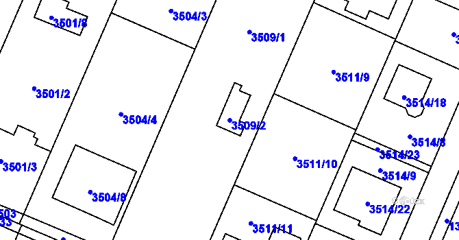Parcela st. 3509/2 v KÚ Stará Bělá, Katastrální mapa