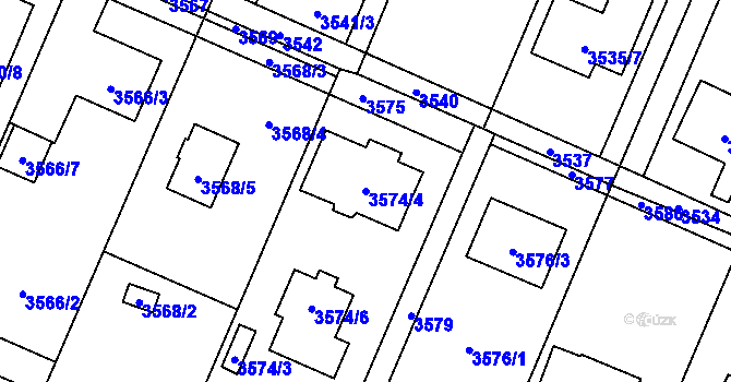 Parcela st. 3574/4 v KÚ Stará Bělá, Katastrální mapa