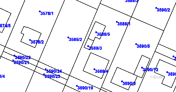 Parcela st. 3588/3 v KÚ Stará Bělá, Katastrální mapa