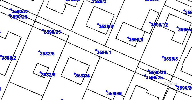 Parcela st. 3590/1 v KÚ Stará Bělá, Katastrální mapa