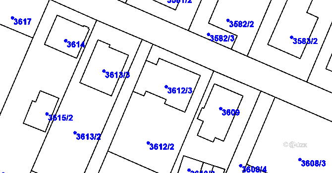 Parcela st. 3612/3 v KÚ Stará Bělá, Katastrální mapa