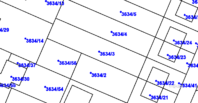 Parcela st. 3634/3 v KÚ Stará Bělá, Katastrální mapa