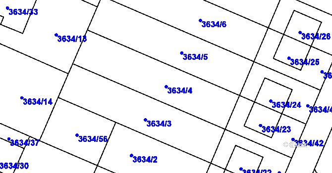 Parcela st. 3634/4 v KÚ Stará Bělá, Katastrální mapa