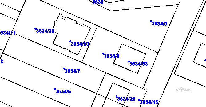 Parcela st. 3634/8 v KÚ Stará Bělá, Katastrální mapa