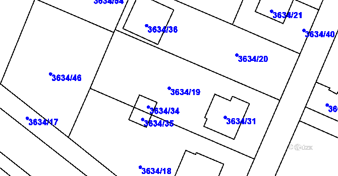 Parcela st. 3634/19 v KÚ Stará Bělá, Katastrální mapa