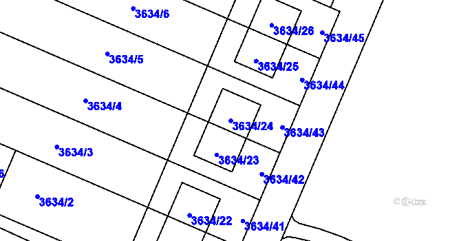Parcela st. 3634/24 v KÚ Stará Bělá, Katastrální mapa