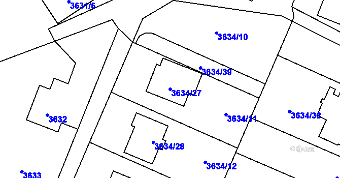 Parcela st. 3634/27 v KÚ Stará Bělá, Katastrální mapa