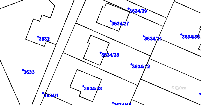 Parcela st. 3634/28 v KÚ Stará Bělá, Katastrální mapa
