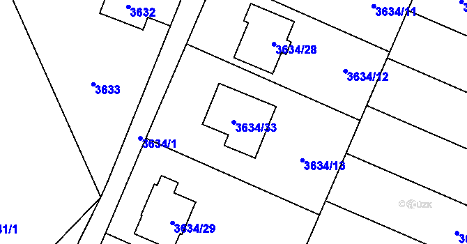 Parcela st. 3634/33 v KÚ Stará Bělá, Katastrální mapa