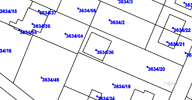 Parcela st. 3634/36 v KÚ Stará Bělá, Katastrální mapa