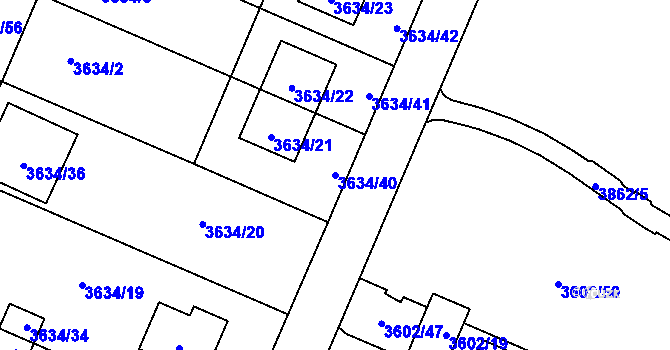 Parcela st. 3634/40 v KÚ Stará Bělá, Katastrální mapa