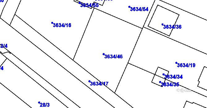 Parcela st. 3634/46 v KÚ Stará Bělá, Katastrální mapa