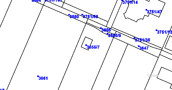 Parcela st. 3655/7 v KÚ Stará Bělá, Katastrální mapa