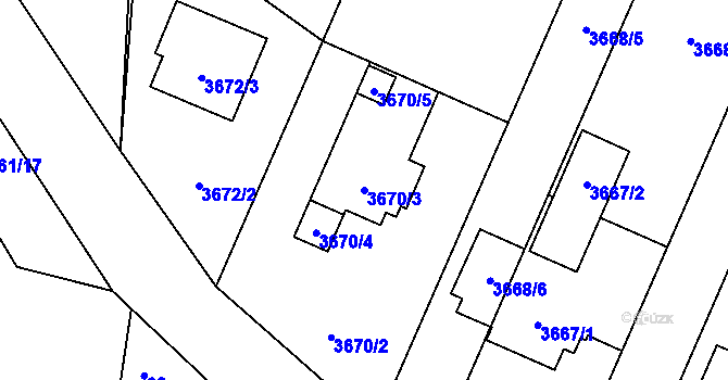 Parcela st. 3670/3 v KÚ Stará Bělá, Katastrální mapa