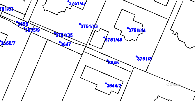 Parcela st. 3751/34 v KÚ Stará Bělá, Katastrální mapa