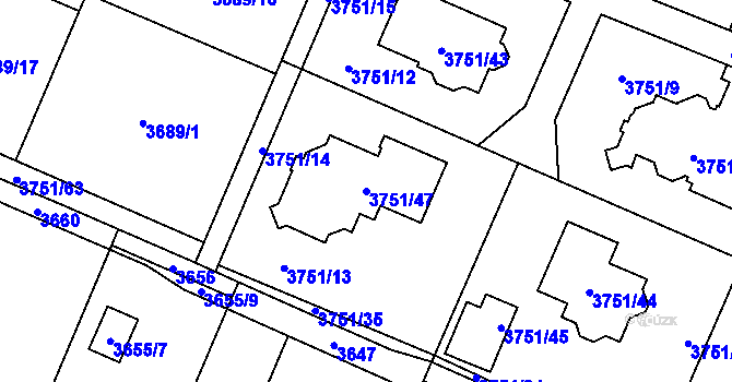 Parcela st. 3751/47 v KÚ Stará Bělá, Katastrální mapa