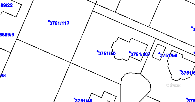 Parcela st. 3751/50 v KÚ Stará Bělá, Katastrální mapa
