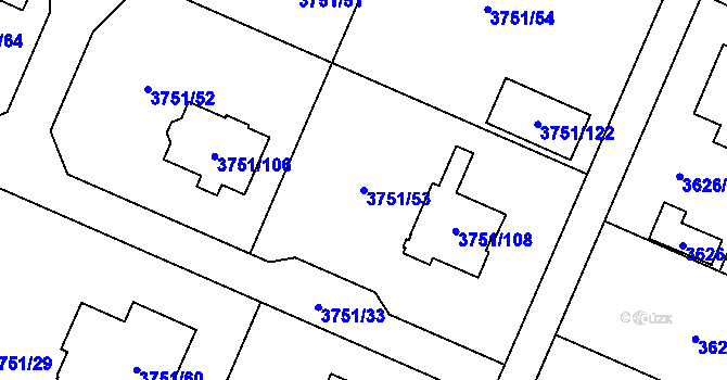 Parcela st. 3751/53 v KÚ Stará Bělá, Katastrální mapa
