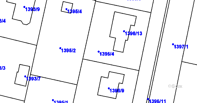 Parcela st. 1396/4 v KÚ Stará Bělá, Katastrální mapa