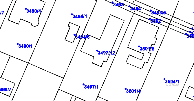 Parcela st. 3497/12 v KÚ Stará Bělá, Katastrální mapa
