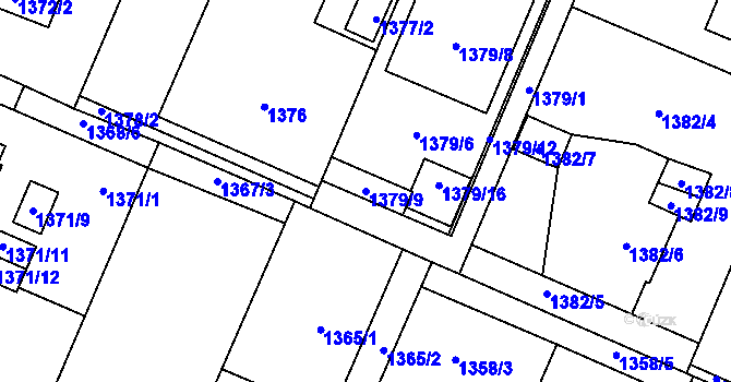 Parcela st. 1379/9 v KÚ Stará Bělá, Katastrální mapa