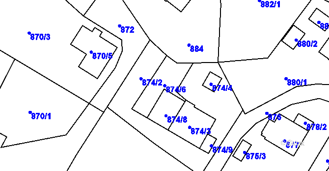 Parcela st. 874/6 v KÚ Stará Bělá, Katastrální mapa