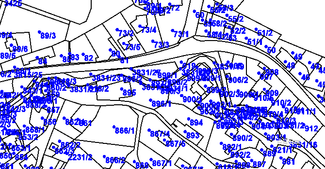 Parcela st. 3831/1 v KÚ Stará Bělá, Katastrální mapa