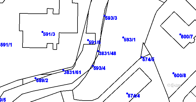 Parcela st. 3831/48 v KÚ Stará Bělá, Katastrální mapa
