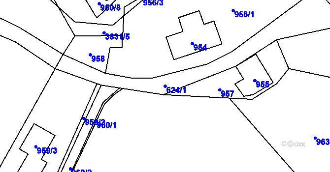Parcela st. 624/1 v KÚ Stará Bělá, Katastrální mapa