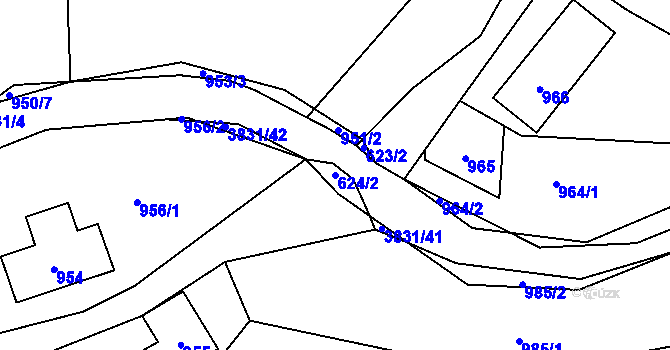 Parcela st. 624/2 v KÚ Stará Bělá, Katastrální mapa