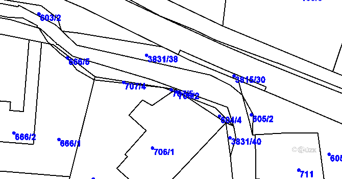 Parcela st. 707/5 v KÚ Stará Bělá, Katastrální mapa