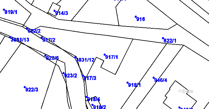 Parcela st. 917/1 v KÚ Stará Bělá, Katastrální mapa