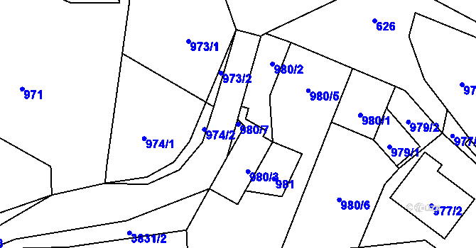 Parcela st. 980/7 v KÚ Stará Bělá, Katastrální mapa