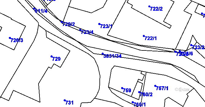 Parcela st. 3831/34 v KÚ Stará Bělá, Katastrální mapa