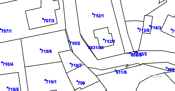 Parcela st. 3831/36 v KÚ Stará Bělá, Katastrální mapa