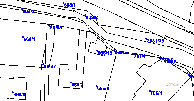 Parcela st. 666/19 v KÚ Stará Bělá, Katastrální mapa