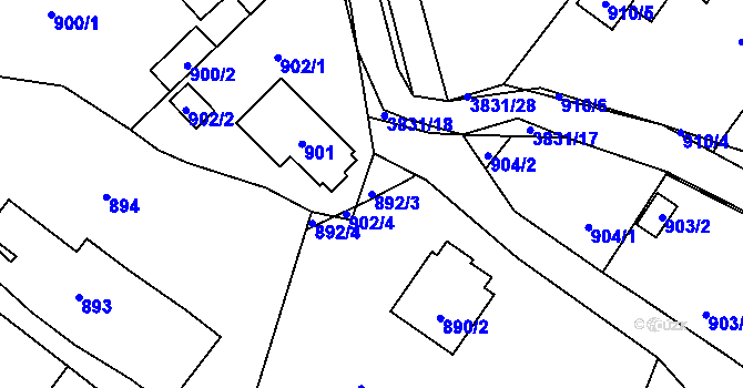 Parcela st. 892/3 v KÚ Stará Bělá, Katastrální mapa