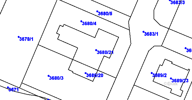 Parcela st. 3680/21 v KÚ Stará Bělá, Katastrální mapa