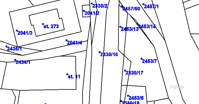 Parcela st. 2330/16 v KÚ Stará Červená Voda, Katastrální mapa