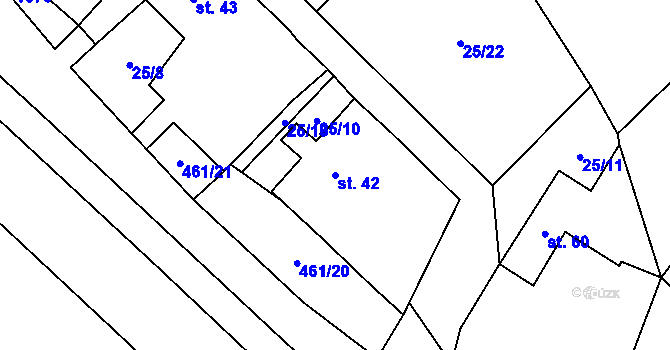 Parcela st. 42 v KÚ Stará Hlína, Katastrální mapa