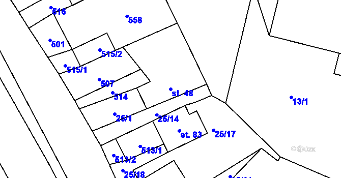 Parcela st. 48 v KÚ Stará Hlína, Katastrální mapa