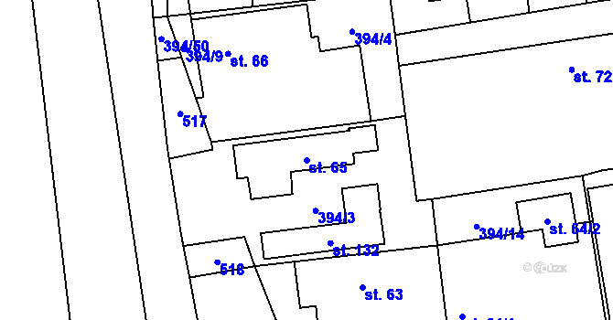 Parcela st. 65 v KÚ Stará Hlína, Katastrální mapa