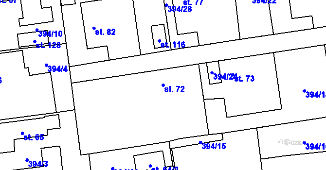 Parcela st. 72 v KÚ Stará Hlína, Katastrální mapa