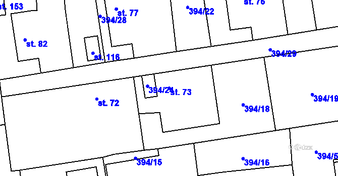Parcela st. 73 v KÚ Stará Hlína, Katastrální mapa
