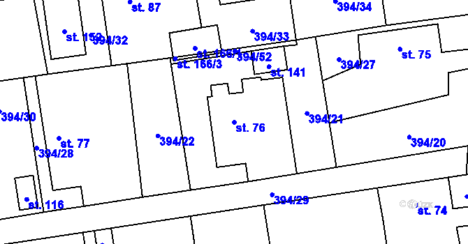 Parcela st. 76 v KÚ Stará Hlína, Katastrální mapa