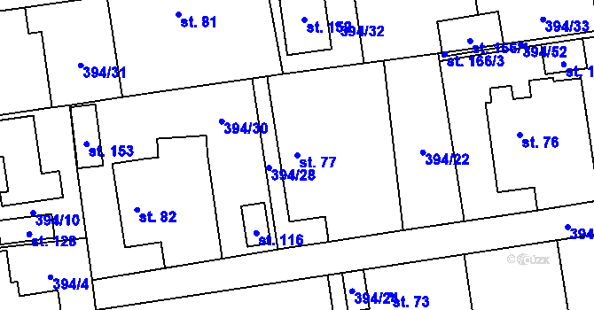 Parcela st. 77 v KÚ Stará Hlína, Katastrální mapa