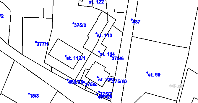 Parcela st. 114 v KÚ Stará Hlína, Katastrální mapa