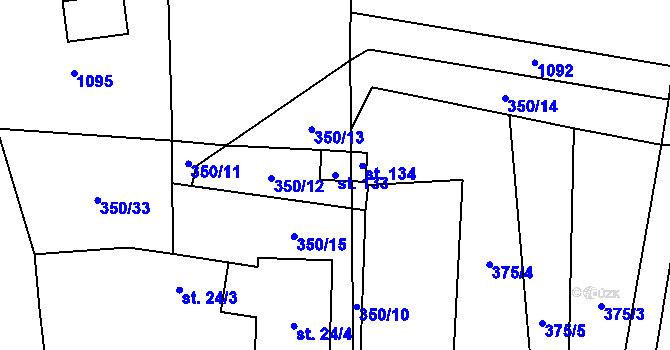 Parcela st. 133 v KÚ Stará Hlína, Katastrální mapa
