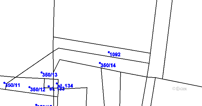 Parcela st. 350/34 v KÚ Stará Hlína, Katastrální mapa